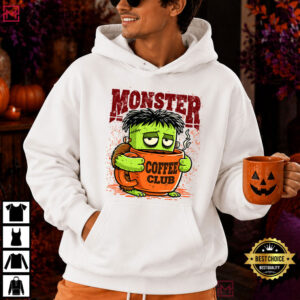 Monster Coffee Club Funny Frankenstein Coffee Lover Spooky T Shirt (2)