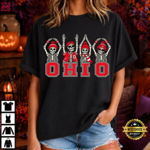 Ohio Funny State Skeletons Halloween Buckeye Group Football T Shirt (4)