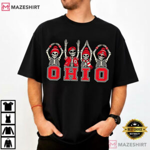 Ohio Funny State Skeletons Halloween Buckeye Group Football T Shirt (1)