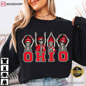 Ohio Funny State Skeletons Halloween Buckeye Group Football T Shirt (2)