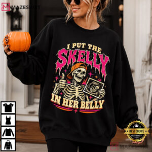 Skelly In My Belly Skeleton Dad Halloween Pregnancy T Shirt (3)