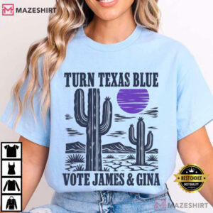 Turn Texas Blue Vote James Gina Democratic Election 2026 T Shirt (2)
