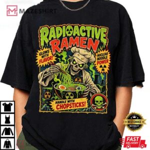 Halloween Ramen Radioactive Noodle Skeleton Chef T Shirt (4)