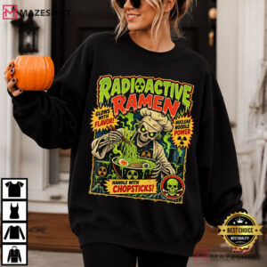 Halloween Ramen Radioactive Noodle Skeleton Chef T Shirt (2)