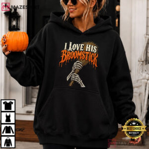 I Love His Broomstick Funny Halloween Skeleton Witchy T Shirt (7)