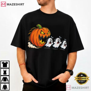 Pumpkin Eating Ghost Funny Halloween Gamer Spooky T Shirt (1)