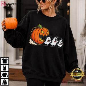 Pumpkin Eating Ghost Funny Halloween Gamer Spooky T Shirt (2)