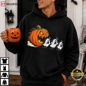 Pumpkin Eating Ghost Funny Halloween Gamer Spooky T Shirt (3)