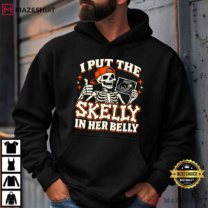 Halloween Spooky Baby Announcement Skelly In My Belly T Shirt (4)