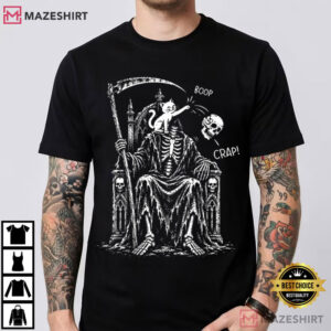 Cat Boop Halloween Funny Cat Grim Reaper Skeleton Skull Graphic T Shirt (1)