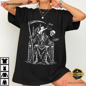 Cat Boop Halloween Funny Cat Grim Reaper Skeleton Skull Graphic T Shirt (2)