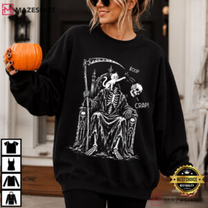 Cat Boop Halloween Funny Cat Grim Reaper Skeleton Skull Graphic T Shirt (3)