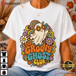 The Groovy Ghost Club Halloween Retro Spooky Season T Shirt (1)
