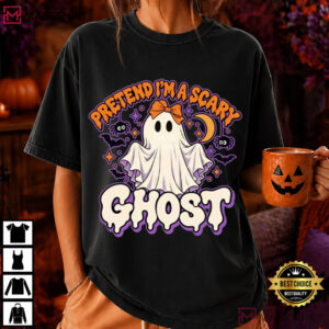 Pretend I'm A Scary Ghost Funny Halloween Costume Cute Spooky T Shirt (1