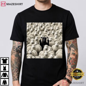 Black Sheep Flipping Off Sarcastic Adult Humor T Shirt (2)