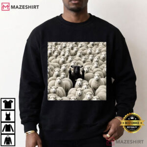 Black Sheep Flipping Off Sarcastic Adult Humor T Shirt (3)