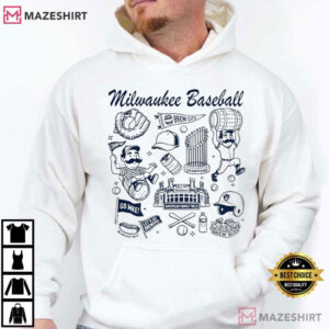 Milwaukee Brewer Doodle Art Baseball Game Day T Shirt (2)