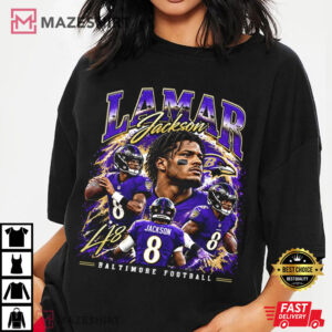 Lamar Jackson Football Collage Vintage Quarterback Collage T Shirt (2)