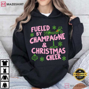 Fueled By Champagne And Christmas Cheer Christmas Holiday Cocktail T Sh (3)