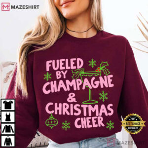 Fueled By Champagne And Christmas Cheer Christmas Holiday Cocktail T Sh (4)