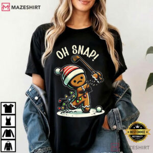 Oh Snap Gingerbreadman Golfer Xmas Baking Lover Christmas Holiday T Shirt (3)