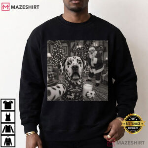 Dalmatian Christmas Funny Santa Dog Holiday T Shirt (2)
