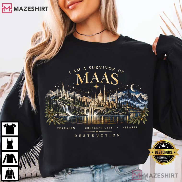 SJM Survivor Of Maas Throne Of Glass Crescent City T-Shirt SJM Survivor Of Maas Throne Of Glass Crescent City T-Shirt