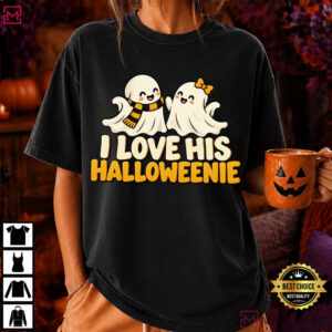 Halloween Couples I Love His Halloweenie I Love Her Boo Bees T Shirt (2)