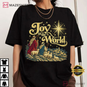 Christmas Joy To The World Nativity Christian Quote T Shirt (1)