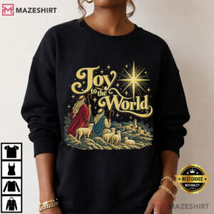 Christmas Joy To The World Nativity Christian Quote T Shirt (3)