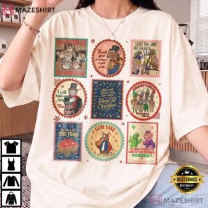 Disney The Muppet Christmas Carol Inspired Muppet Stamps Retro T Shirt (1)