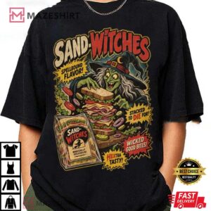 Sand Witches Funny Witch Sandwich Halloween Horror T Shirt (1)