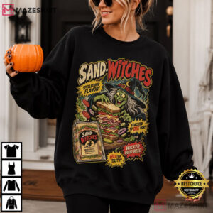 Sand Witches Funny Witch Sandwich Halloween Horror T Shirt (2)
