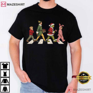 Christmas Movie Characters Abbey Road Retro Holiday T Shirt (1)