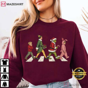 Christmas Movie Characters Abbey Road Retro Holiday T Shirt (2)