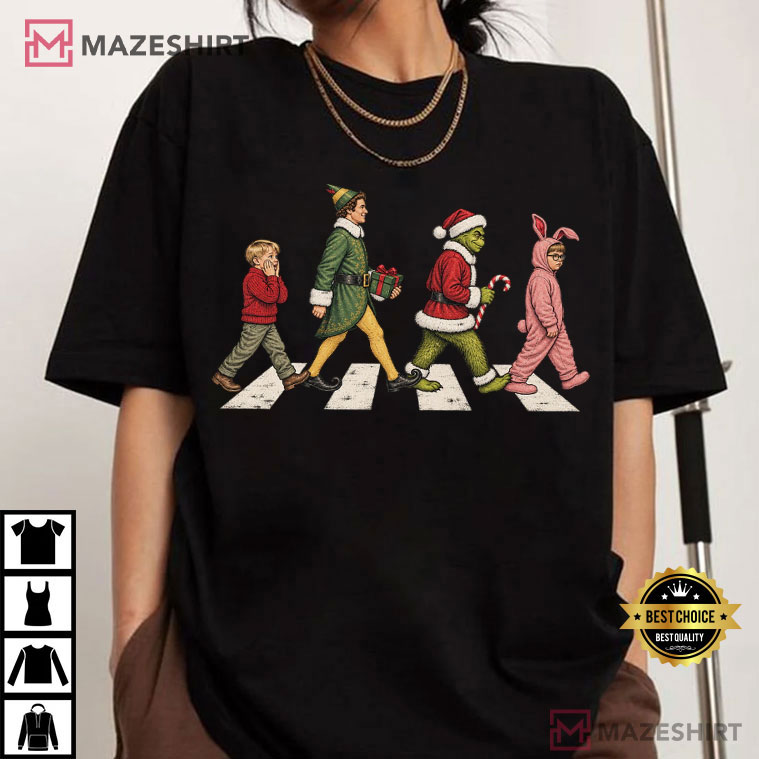 Christmas Movie Characters Abbey Road Retro Holiday T-Shirt Christmas Movie Characters Abbey Road Retro Holiday T-Shirt
