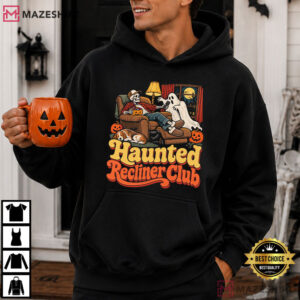 Haunted Recliner Club Funny Lazy Dad Halloween Retro T Shirt (4)