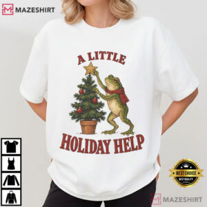 Christmas Frog A Little Holiday Help T Shirt (4)