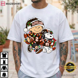 Cleveland Browns Cartoon Football Christmas Holiday Game Day T Shirt (1)