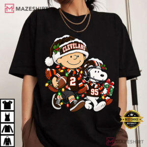 Cleveland Browns Cartoon Football Christmas Holiday Game Day T Shirt (2)