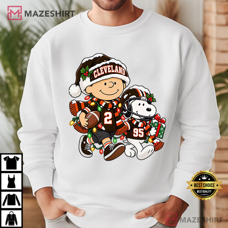 Cleveland Browns Cartoon Football Christmas Holiday Game Day T-Shirt Cleveland Browns Cartoon Football Christmas Holiday Game Day T-Shirt