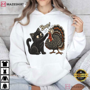 Black Cat Turkey Boop Funny Thanksgiving Cat Cute T Shirt (4)