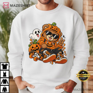Halloween Bear Cute Skateboard Bear Spooky Ghost T Shirt (3)
