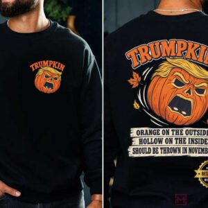 Trumpkin Halloween Trump Political Satire Pumpkin Face T Shirt (4)