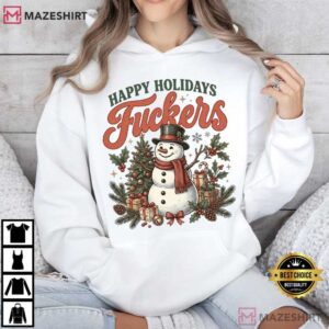 Happy Holidays Fuckers Vintage 90s Funny Christmas Snowman T Shirt (4)