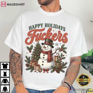 Happy Holidays Fuckers Vintage 90s Funny Christmas Snowman T Shirt (1)