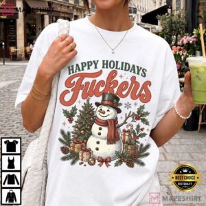 Happy Holidays Fuckers Vintage 90s Funny Christmas Snowman T Shirt (3)
