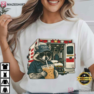 EMT EMS Raccoon Wee Woo Crew Paramedic Gift T Shirt (4)