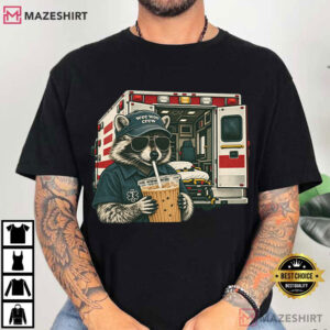 EMT EMS Raccoon Wee Woo Crew Paramedic Gift T Shirt (1)