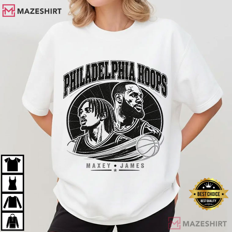 Philadelphia Sixer Tyrese Maxey Lebron James Basketball T-Shirt Philadelphia Sixer Tyrese Maxey Lebron James Basketball T-Shirt